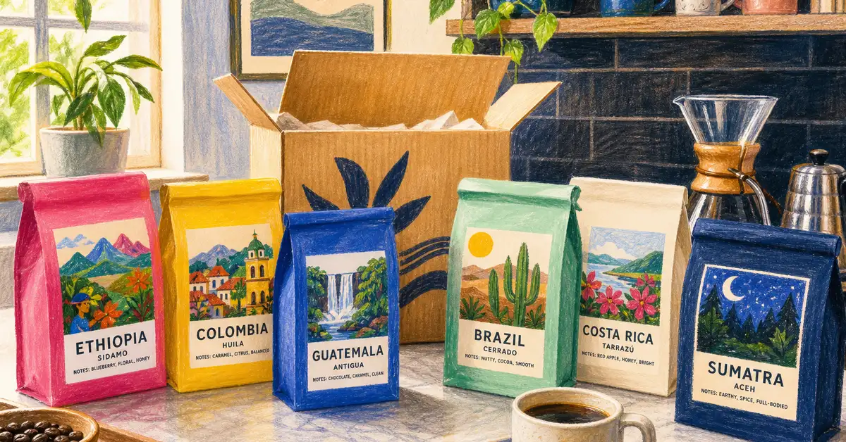 Trade Coffee subscription review 2026 — specialty coffee bags from independent US roasters on a kitchen counter